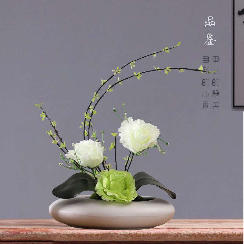 仿真花玫瑰花艺套装摆件简约家居客厅电视柜创意装饰假花绢花摆设