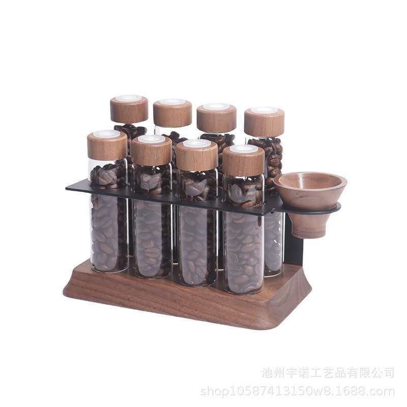 轻奢咖啡豆立式分装瓶咖啡豆便携储存密封罐咖啡养豆收纳展示架