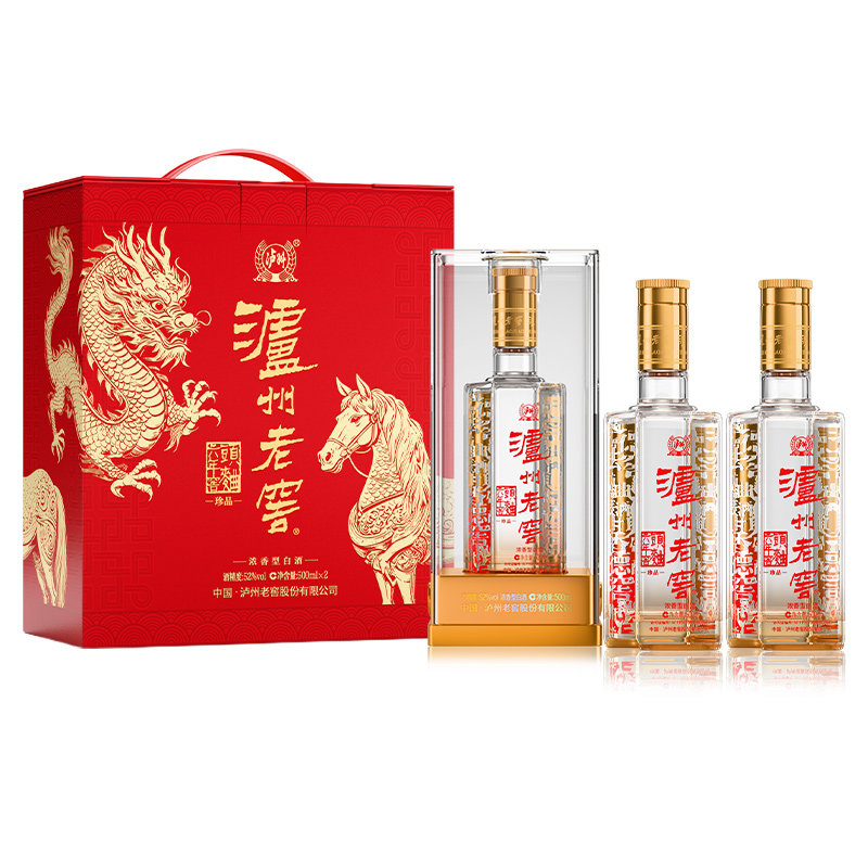 泸州老窖六年窖头曲珍品龙马礼盒52度500ml*2瓶浓香型白酒送礼