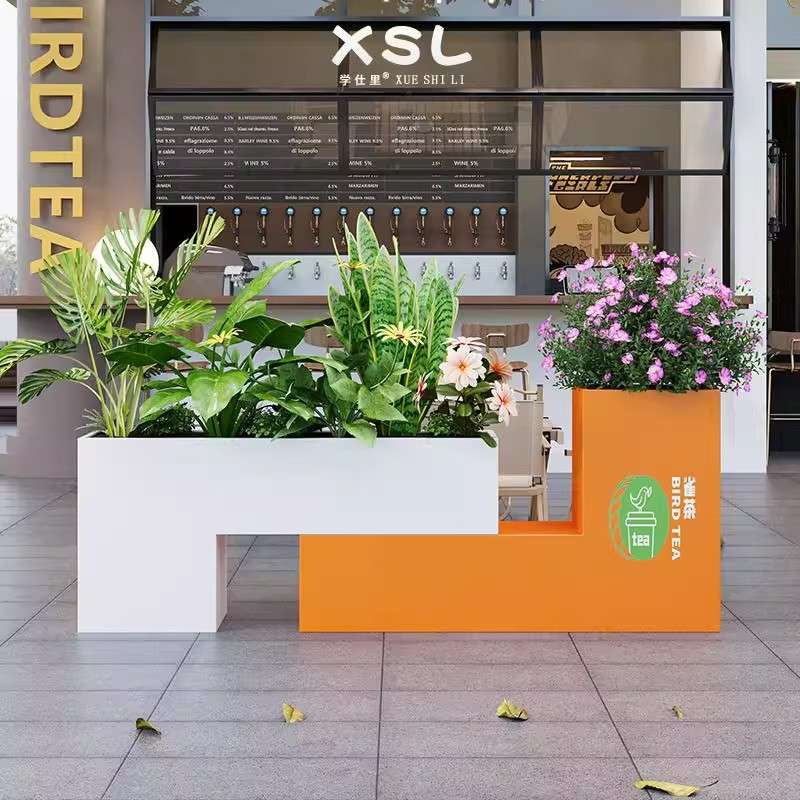 店铺组合外摆花箱围栏隔断户外铁艺种植箱金属花盆不锈钢花槽