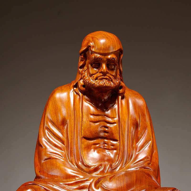 花梨木雕刻达摩祖师像摆件新中式禅意家居公司玄关茶室装饰工艺品