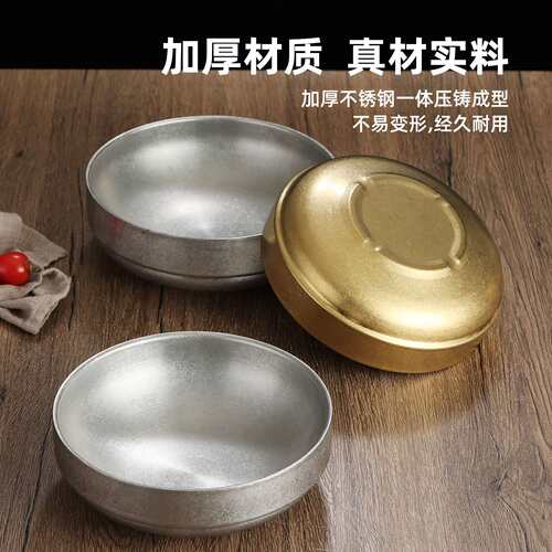 复古不锈钢冷面碗烤肉店拌饭碗做旧金色螺蛳粉碗沙拉碗餐厅大汤碗