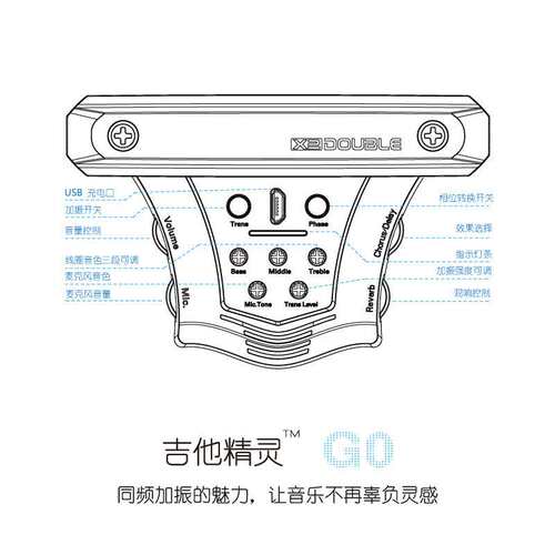 DOUBLE加振拾音器吉他精灵G0民谣木吉他同频加震拾音器免开孔演出