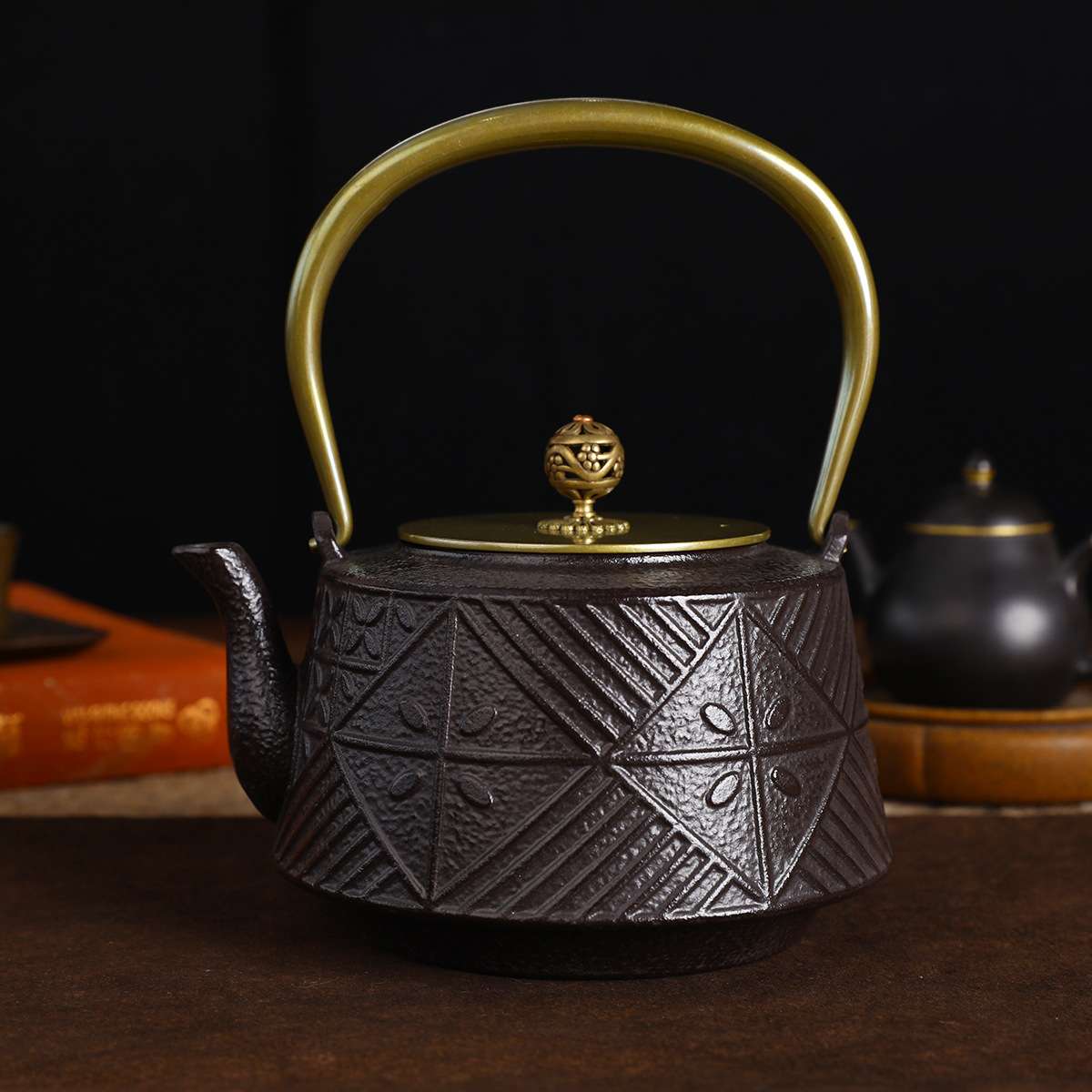 新中式茶壶摆件生铁烧水泡茶壶中国风复古茶具碳火煮茶围炉煮茶
