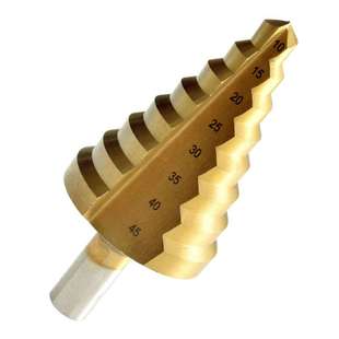 宝塔钻头10-45mm三角柄开孔器高速钢扩孔台阶钻金色镀钛阶梯钻头