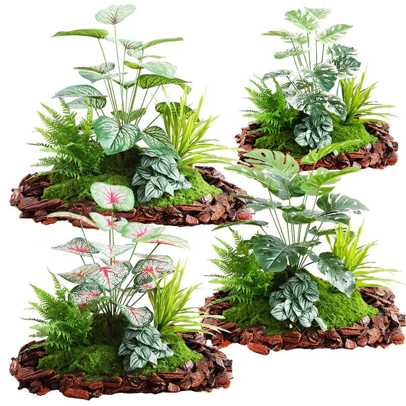 仿真花假花摆设户外庭院花箱龟背叶装饰摆件植物仿真绿植造景组合