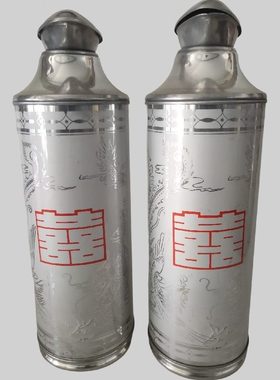 老物件老式热水瓶壶压力绿色铁皮暖瓶水壶保温竹子老式暖壶民俗