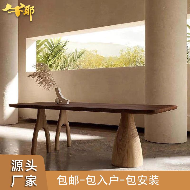 设计师个性树杈餐桌实木咖啡桌白蜡木办公工作台复古造型原木桌子