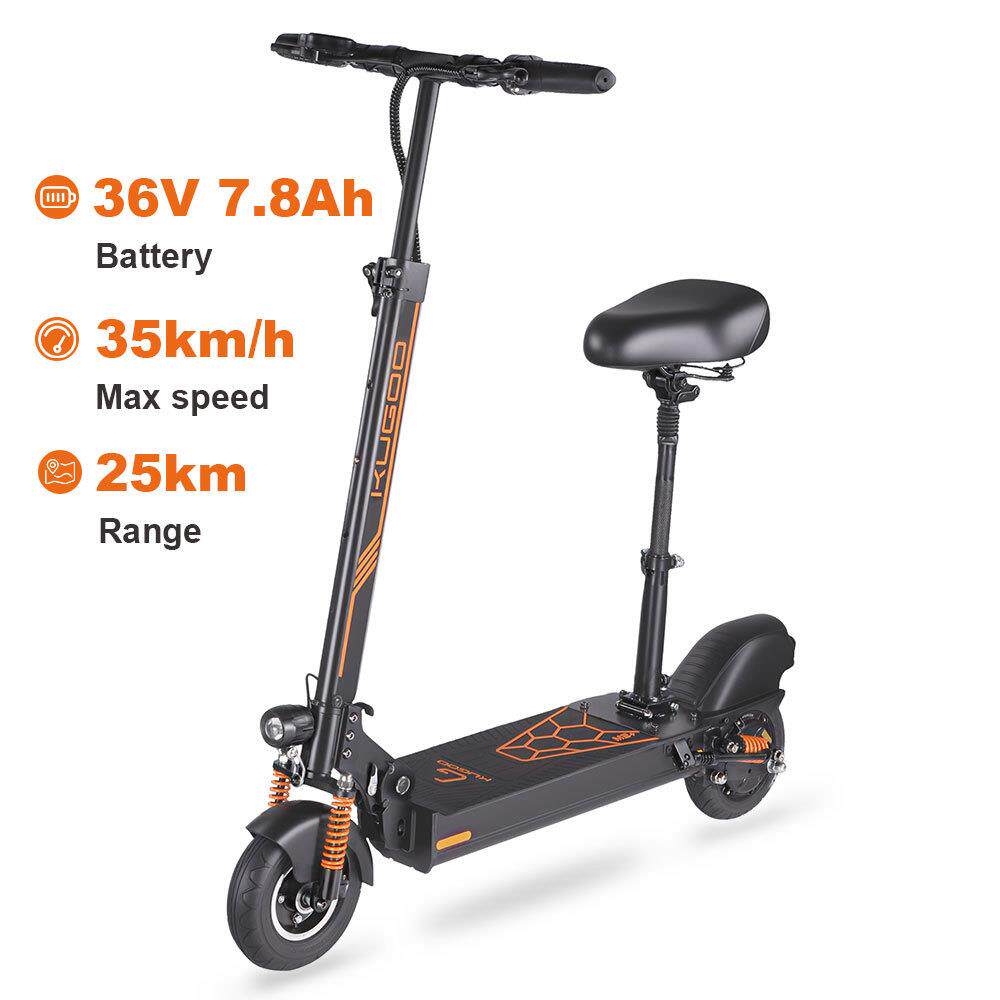 KUGOO M2 + 折叠式电动滑板车，带座椅350W 25公里35公里/小时速