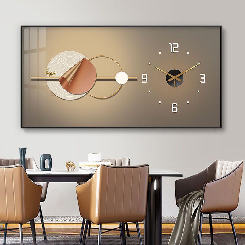 轻奢电表箱装饰画横款大尺寸创意带时钟挂画电源总开关配电箱遮挡