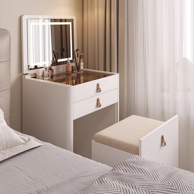奶油风家用现代简约简易翻盖式化妆桌收纳二合一体床头柜梳妆台