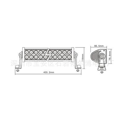 LED工作灯72W长条形 Working light LED light bar car headlamp
