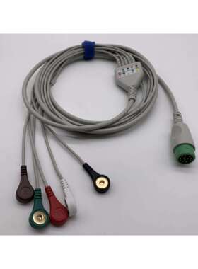 兼容迈瑞T5T8/IPM8/10科曼心电监护仪导联线12针导连线五导扣式