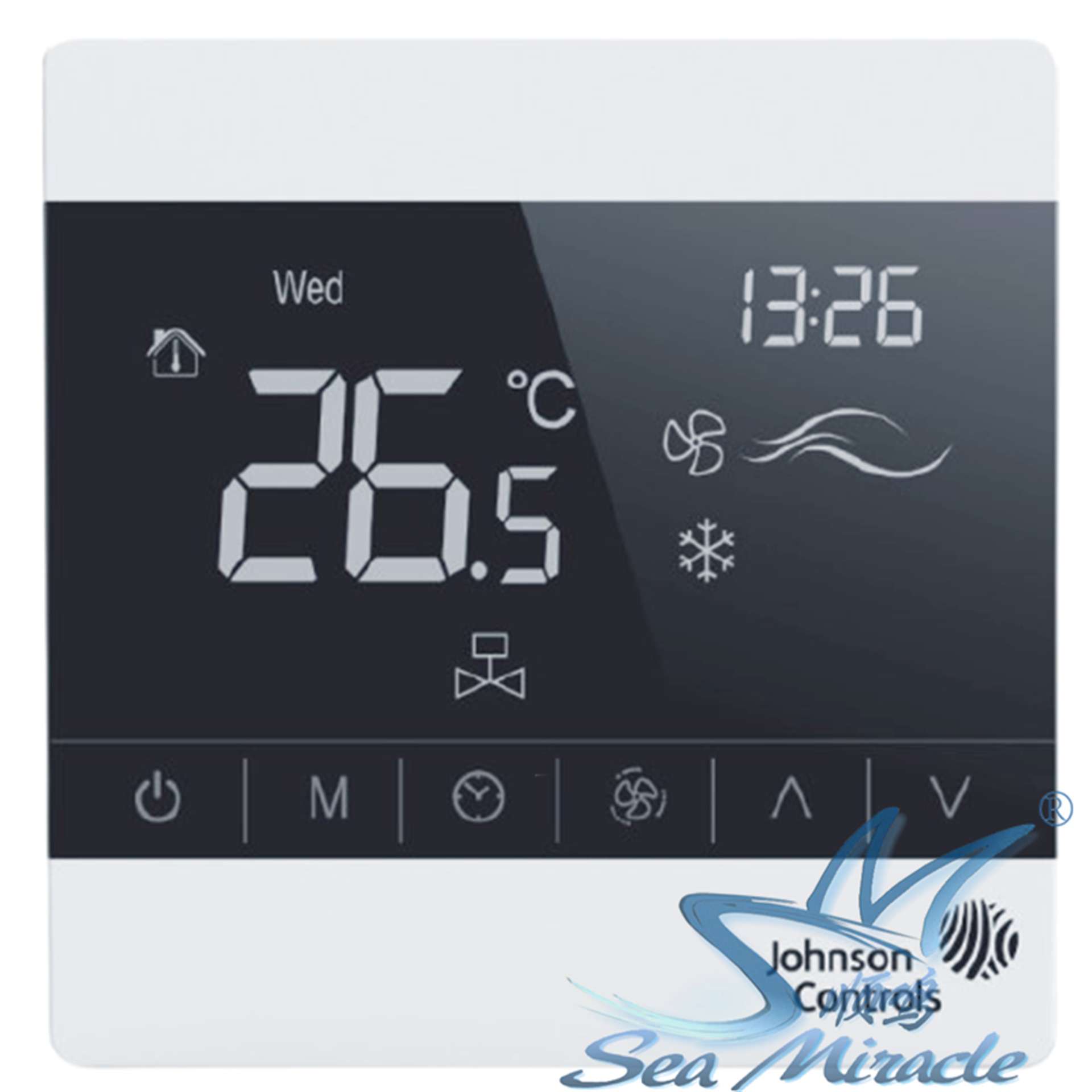 JOHNSON江森 T8200-TF20-9JR0 风机盘管触摸液晶温控器