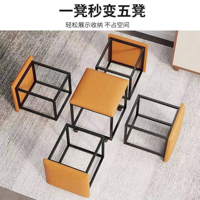魔方组合凳子家用沙发小矮凳万向轮客厅茶几方坐凳折叠可叠放椅子