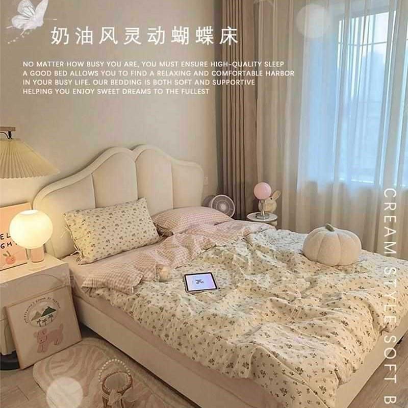法式奶油风床网红大司马蝴蝶公主床主卧室1米8双人床储物婚床