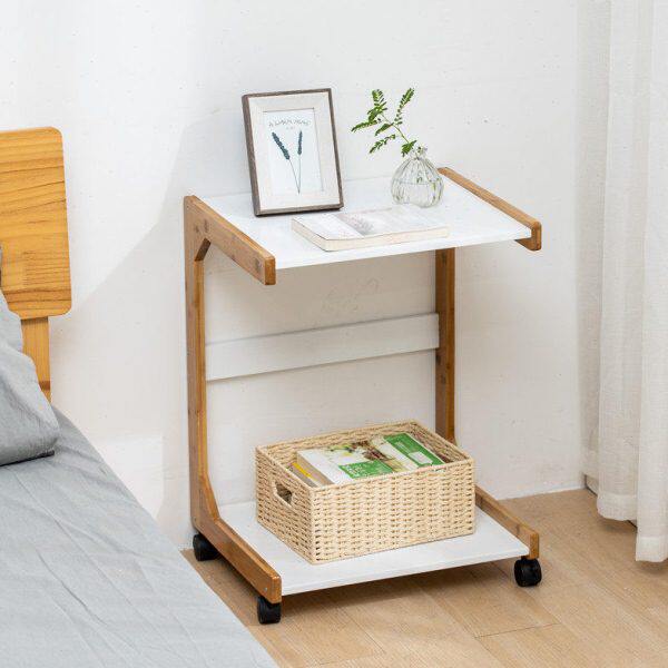 型床头柜置物架楠竹卧室小储物柜竹迷你木收纳简约现代床边小柜子