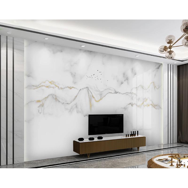 uv板电视背景墙仿大理石微晶石仿岩板高光装O饰面板石塑轻奢电视