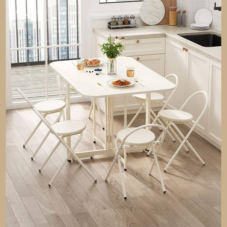 折叠桌免安装折叠餐桌小户型长方形伸缩吃饭桌子简易折叠桌椅