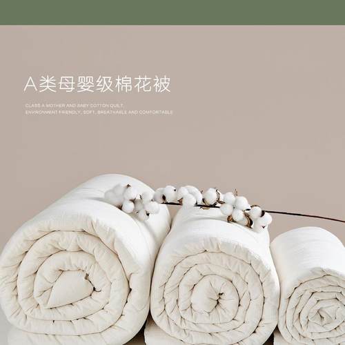 简约原生态棉花被子A类纯棉提花四季被保暖加厚冬被 春秋被夏凉被