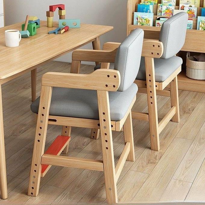 儿童实木椅学习可升降调节学生写字书桌椅子靠背矫正坐姿家用餐椅