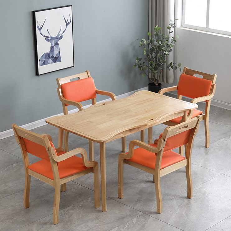 实木餐桌椅敬桌椅椅化院餐厅椅适院康养照料养老中心食堂桌老老