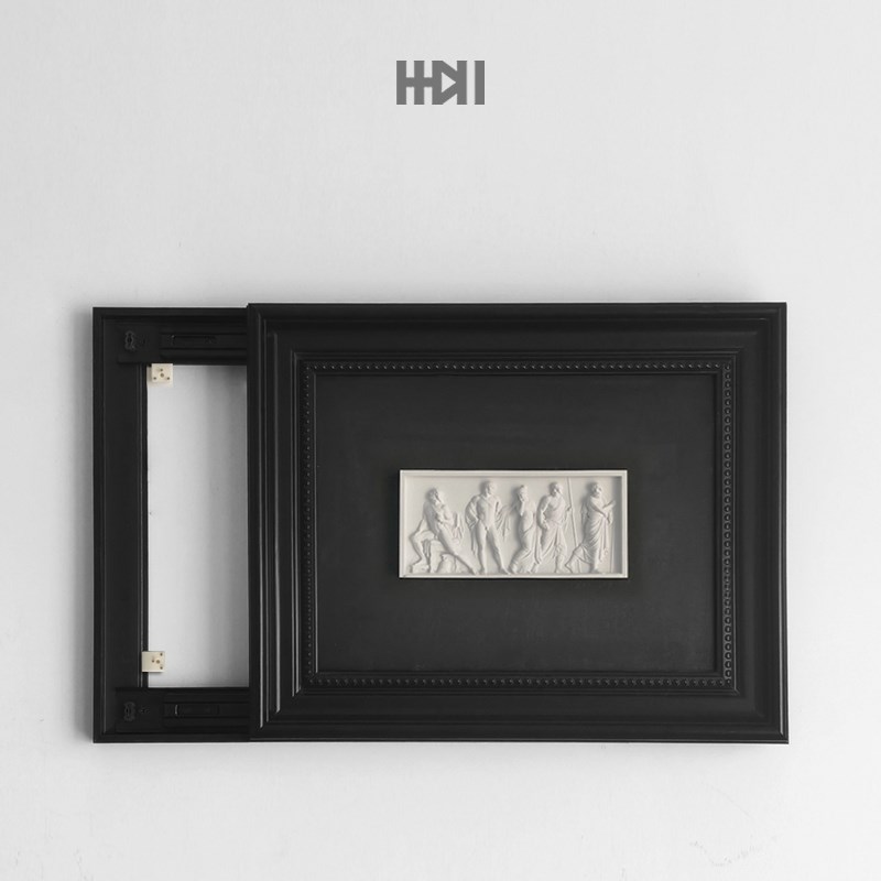 推拉中古风立体浮雕装饰画法式雕塑客厅壁画墙面欧式建Z筑复古挂