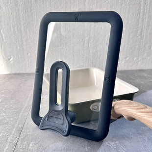 玉子烧锅盖  方形硅胶可立盖 R可视钢化玻璃盖