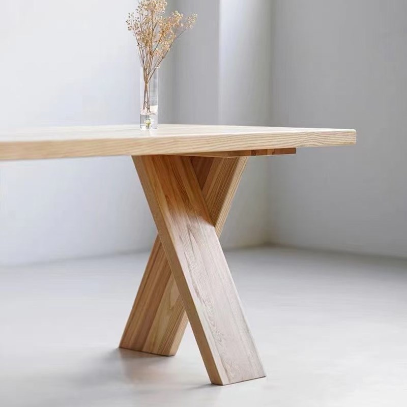 侘寂风实木大板桌j脚支架现代简约岛台桌腿餐桌桌架茶桌支撑脚定