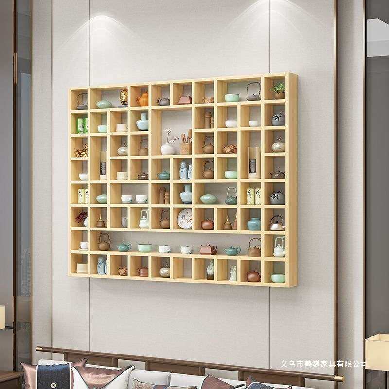 多宝阁茶壶展示架创意格子实木格子架茶杯墙上置物架置物架