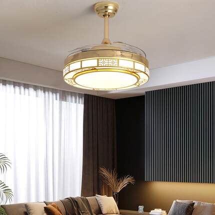 led隐形风扇灯新款复古卧室客厅餐厅吸顶吊扇电扇灯家用一体吊灯