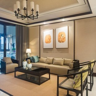 新中式布艺沙发中式会所沙发组合样板房客厅实木沙发创意家具定制