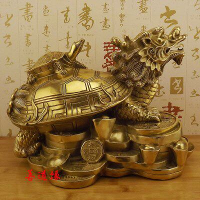 特大号纯铜龙龟摆件铜龟母子龙龟龙头龟办公室客厅饰品工艺品摆设
