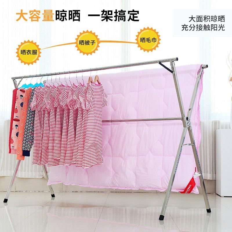 厂家现货不锈钢晾衣架阳台落地衣物架 加重款OX型折叠晾衣架晒衣