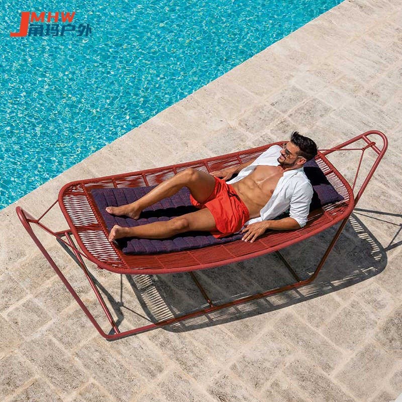 户外躺床庭院别墅花园藤编u吊床室外露台泳池民宿酒店沙滩休闲躺