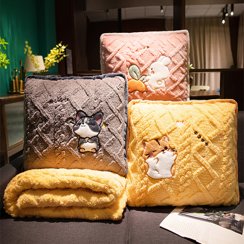 加厚抱枕a被子两用折叠午休毯子二合一办公L室午睡枕头汽车沙发靠