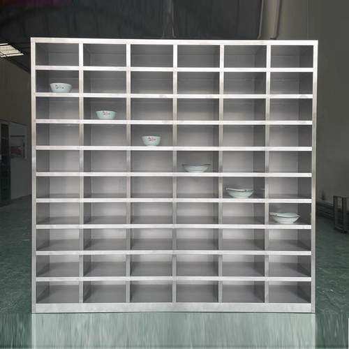 304不锈钢碗柜食堂员工餐盘柜多格餐具柜学校饭盒无门职工储物柜