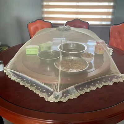 折叠特大号虫伞物盖菜罩罩2024饭食大圆桌罩防蚊轻奢菜罩家用新款