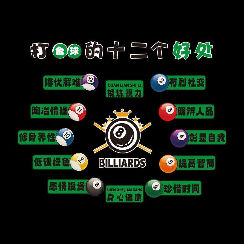 墙面装饰桌球网红纸标语象壁画台球形部背景俱创意海报文化乐厅室图片