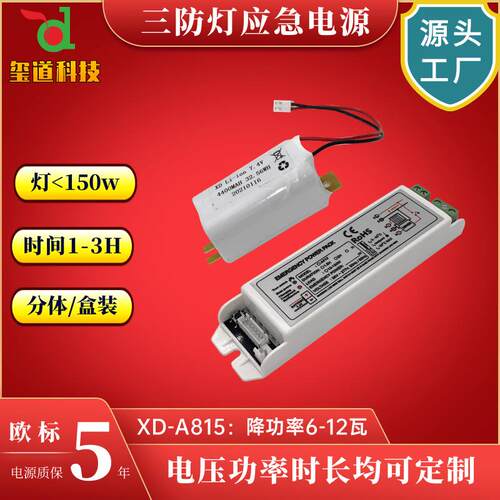 跨境三防灯应急电源灯具100瓦自动降亮6w10w应急照明电源带有电池