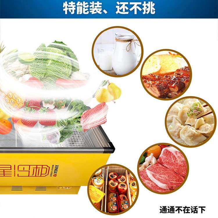XINGX/星星SD-436BP商用冰柜岛柜大容量卧式冷藏冷冻海鲜柜展示柜