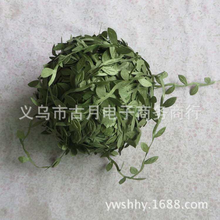 花亦花厂家供应仿真柳叶花环编织200米绿色藤条家居装饰藤条现货