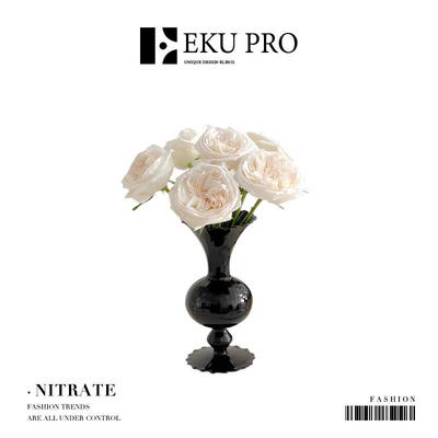 EKU PRO·黑硝·法式中古黑色花瓶客厅玻璃插花摆件 | Nitrate