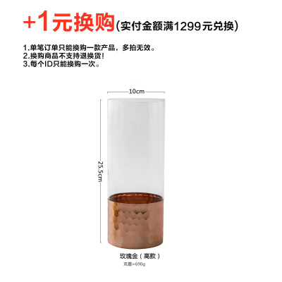 【满1299元+1元换购】金箔玻璃花瓶 单拍不发货每个订单限购一个