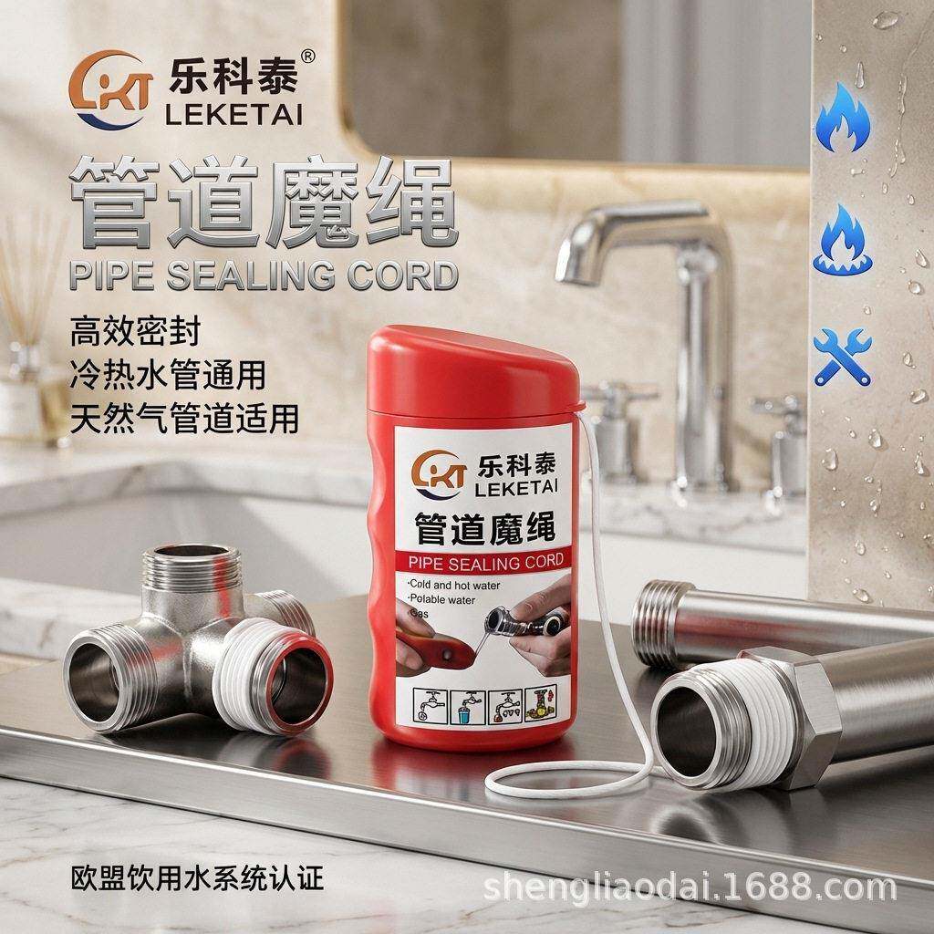 螺纹密封线乐科泰即时固化全压密封用于气体和饮用水可调节生料带