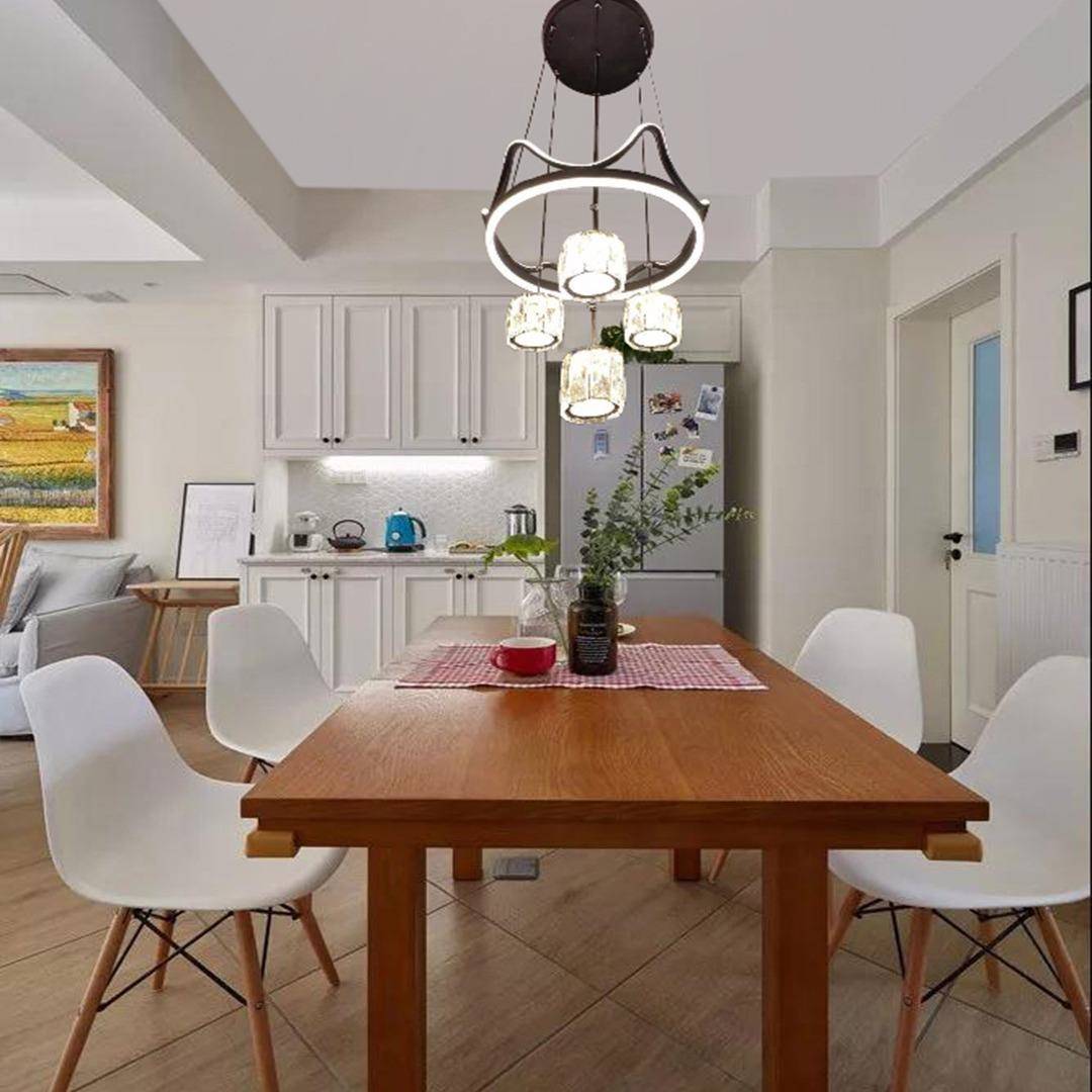 餐厅吊灯饭厅灯圆形现代简约家用 大气水晶餐桌餐吊灯led吧台个性