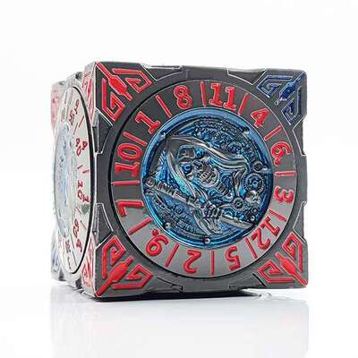 金属六面七合一骰子套装旋转DND龙与地下城多面体D6克苏鲁COC跑团