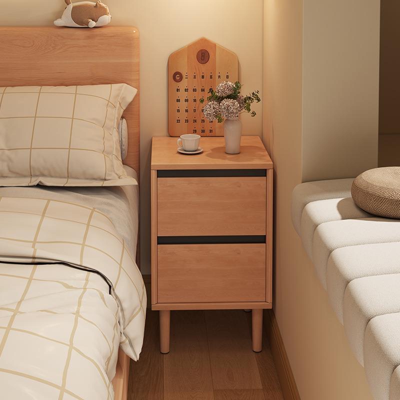 床头柜实木储物柜家用卧室小型收纳柜极窄边柜2025新款中古风柜子
