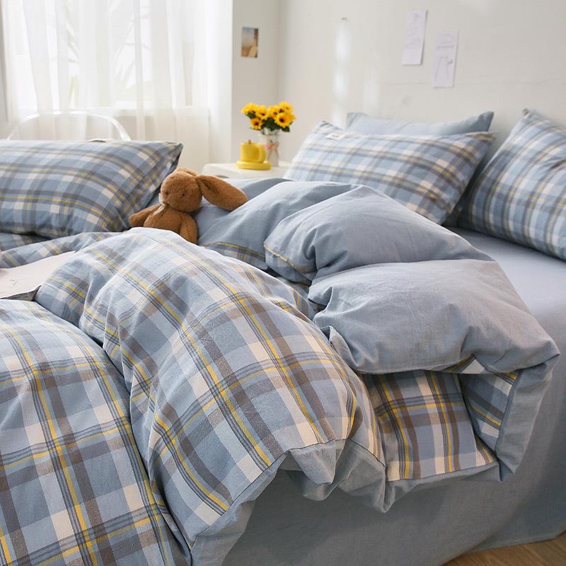 全棉被四件套单件学生宿舍被罩水洗棉150x200x230被单床单三件套