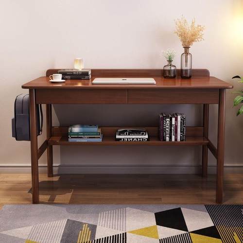 现代实木儿童学习桌小学生家用写字桌卧室床边简易台式办公电脑桌